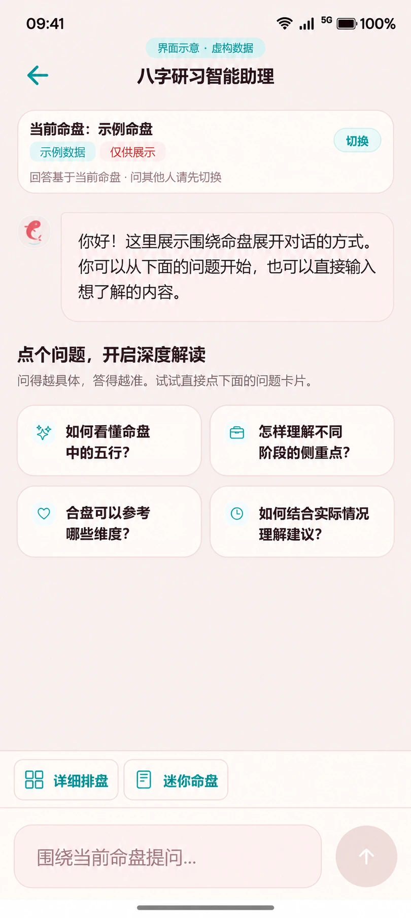 AI 解读与复核界面示意图 · 信息已脱敏,分数与内容为虚构展示数据